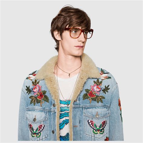 gucci sherpa denim jacket mens|Gucci.